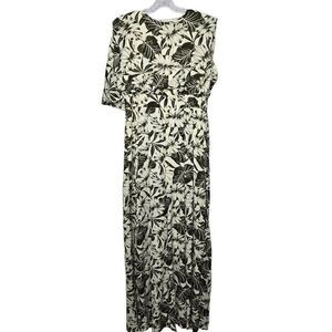 Kosmios Jumpsuit Back Drape Floral Tropical Print Wide Leg Size Large